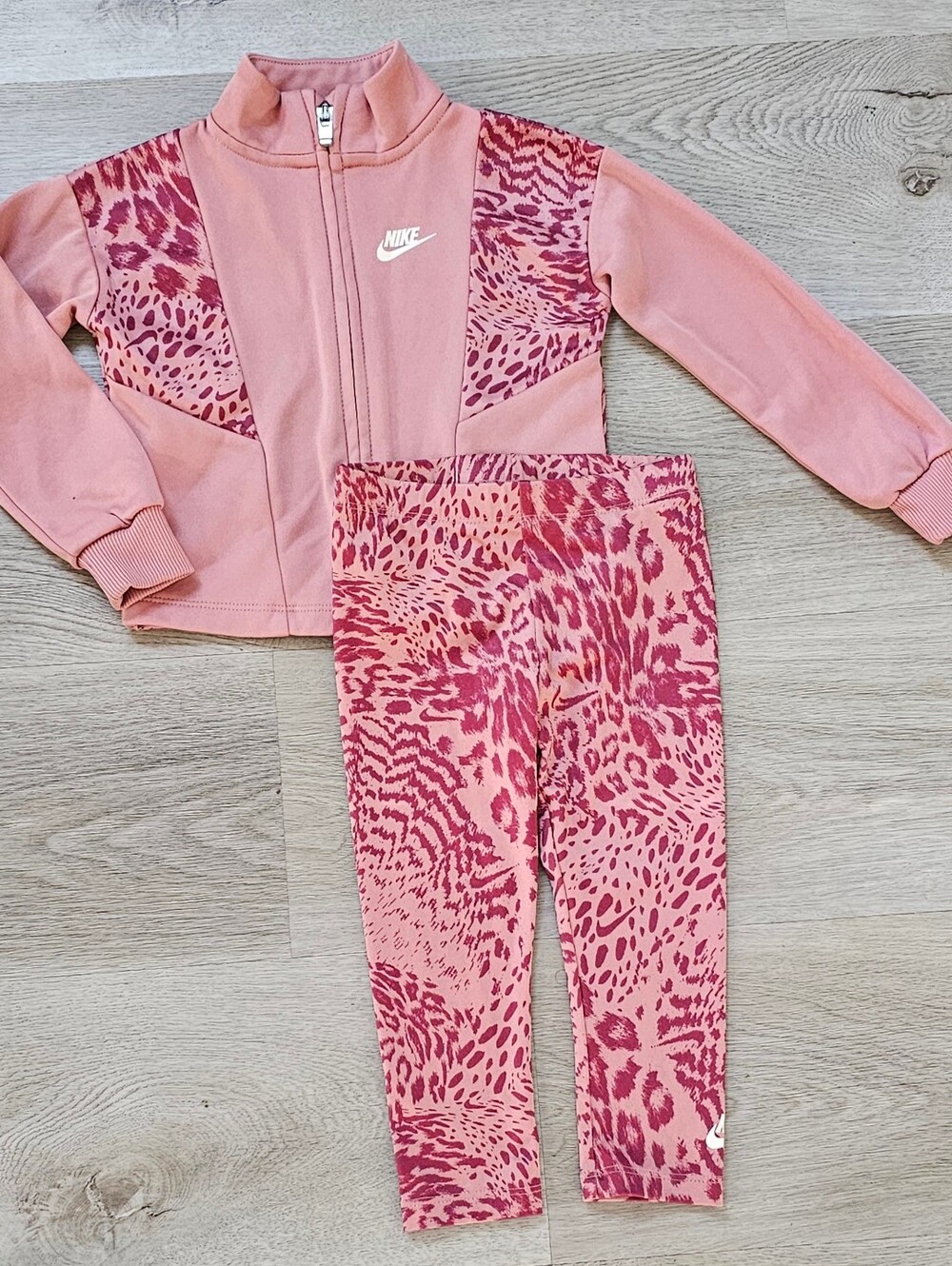 Nike Toddler Girls Pink Animal Print Tracksuit Set Size 2T